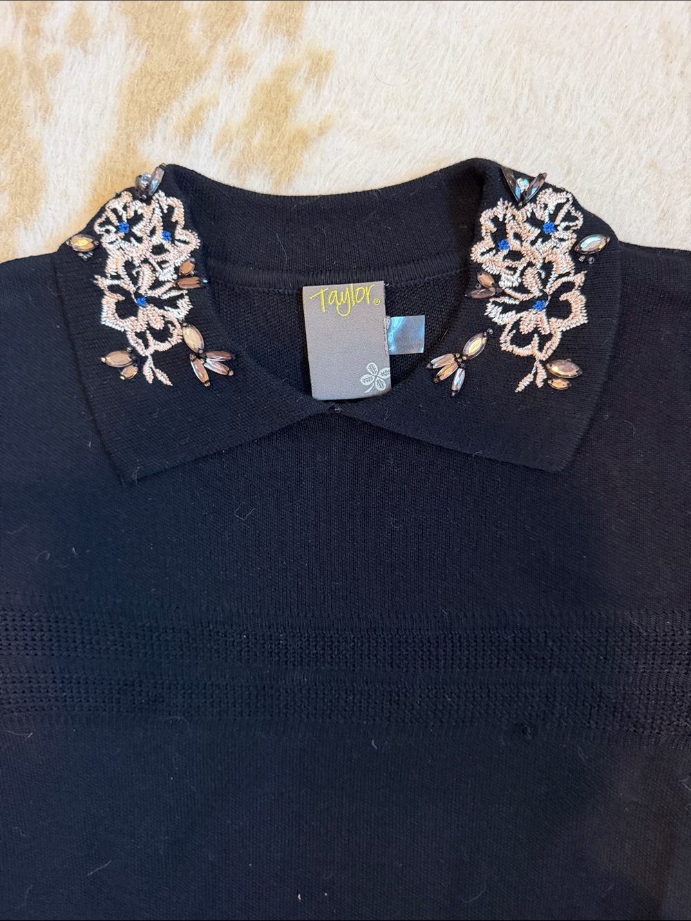 Taylor Black Knit Dress with Embellished Collar - Picture 2 of 2